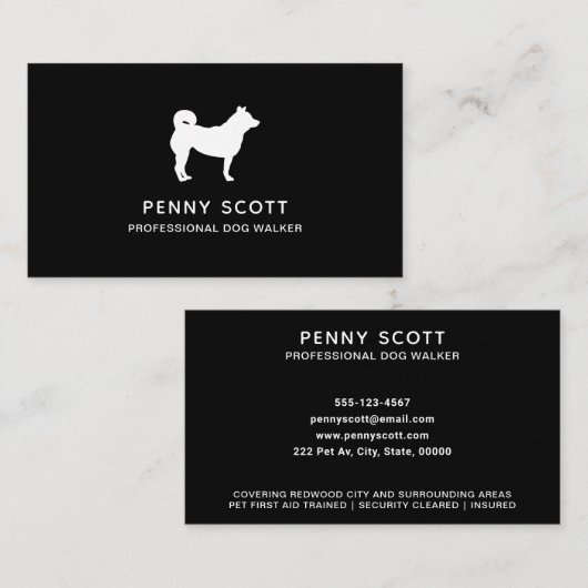 Professional Dog Walker Black Visitekaartje (Voorkant / Achterkant)