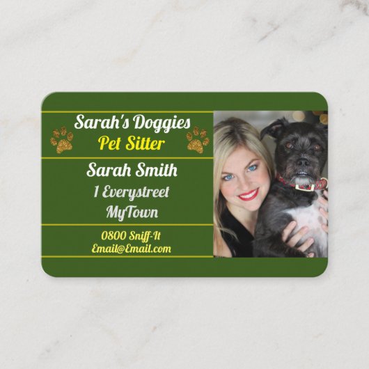 Professional Dog Walker Pet Sitter Visitekaartje (Voorkant)