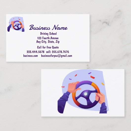 Professional Driving School Instructors Visitekaartje (Voorkant / Achterkant)