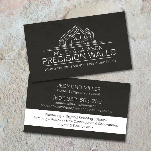 Professional Drywall Plastering Line Art  Visitekaartje