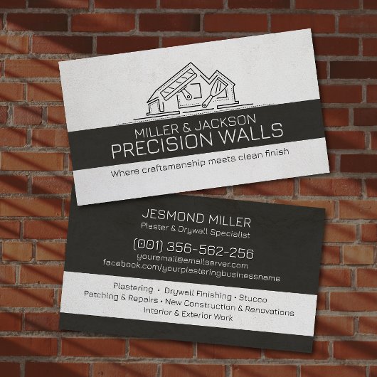 Professional Drywall Plastering Line Art  Visitekaartje