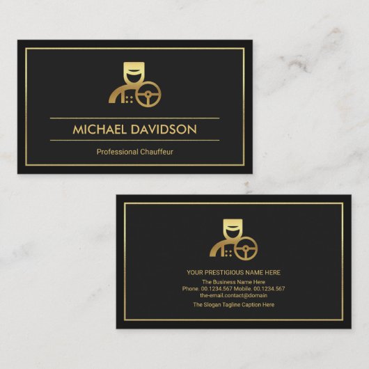 Professional Dual Grey Shades Gold Lijst Chauffeur Visitekaartje (Voorkant / Achterkant)