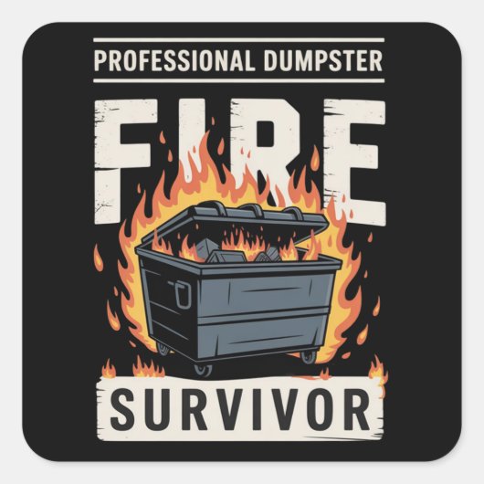 Professional Dumpster Fire Survivor Funny Work  Vierkante Sticker (Voorkant)
