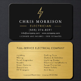 Professional Electrician Contractor Black & Gold Visitekaartje