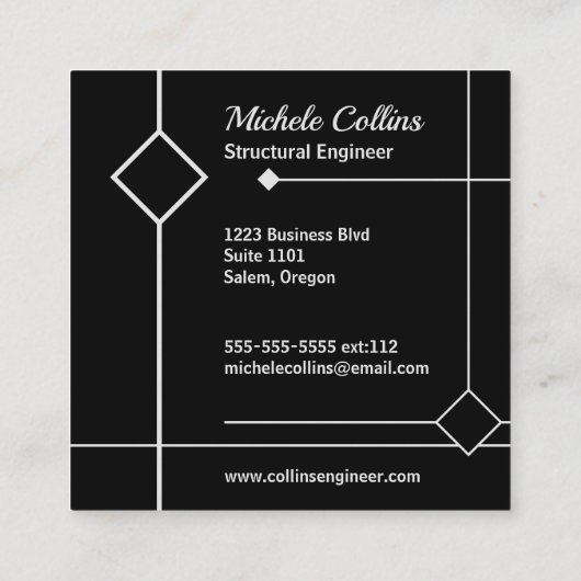 Professional Elegance Square Visitekaartje (Achterkant)