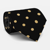 Professional Elegant Beige Polka Dot Black Pattern Stropdas (Opgerold)