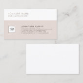 Professional Elegant Beige White Company Plain Visitekaartje (Voorkant / Achterkant)