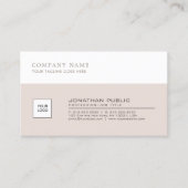 Professional Elegant Beige White Company Plain Visitekaartje (Voorkant)
