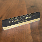 Professional Elegant Black and Gold Desk Name Plat Naambordje (Zijkant)