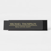 Professional Elegant Black en Gold Bureau Naambordje (Voorkant)