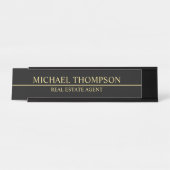 Professional Elegant Black en Gold Bureau Naambordje (Voorkant)