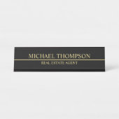 Professional Elegant Black en Gold Bureau Naambordje (Voorkant)