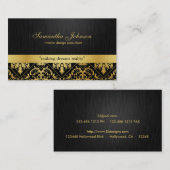 Professional Elegant Black en Gold Damask Visitekaartje (Voorkant / Achterkant)