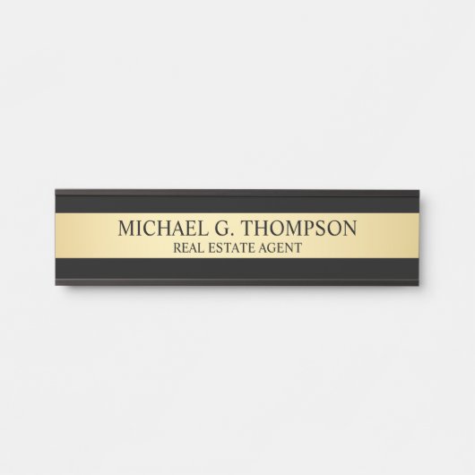 Professional Elegant Black en Gold Deurbordje (Voorkant)