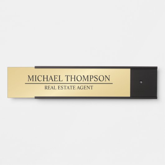 Professional Elegant Black en Gold Deurbordje (Voorkant)