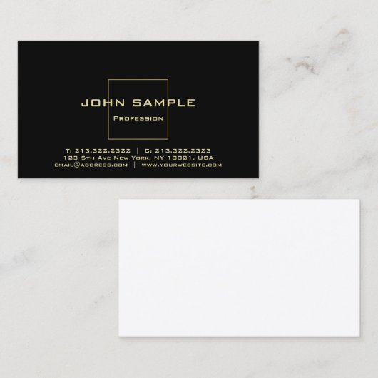 Professional Elegant Black en Gold Gloss Modern Visitekaartje (Voorkant / Achterkant)