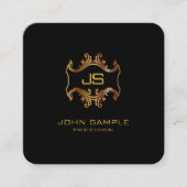 Professional Elegant Black en Gold Modern Rond Vierkante Visitekaartje (Voorkant)