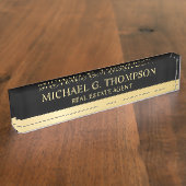 Professional Elegant Black en Gold Naambordje (Zijkant)