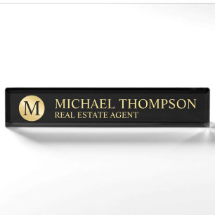 Professional Elegant Black en Gold Naambordje