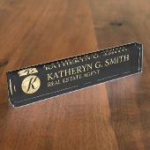 Professional Elegant Black en Gold Naambordje (Zijkant)