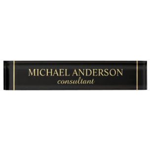 Professional Elegant Black en Gold Naambordje