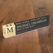 Professional Elegant Black en Gold Naambordje (Zijkant)