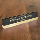 Professional Elegant Black en Gold Naambordje (Zijkant)