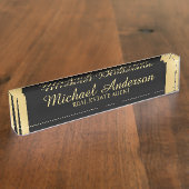 Professional Elegant Black en Gold Naambordje (Zijkant)