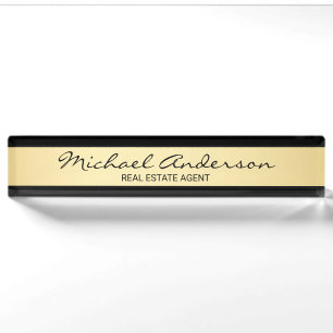 Professional Elegant Black en Gold Naambordje