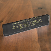 Professional Elegant Black en Gold Naambordje (Zijkant)