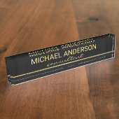 Professional Elegant Black en Gold Naambordje (Zijkant)