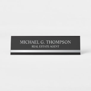 Professional Elegant Black en Silver Bureau Naambordje