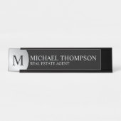 Professional Elegant Black en Silver Bureau Naambordje (Voorkant)