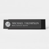 Professional Elegant Black en Silver Bureau Naambordje (Voorkant)