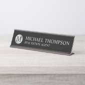 Professional Elegant Black en Silver Bureau Naambordje (Voorkant)