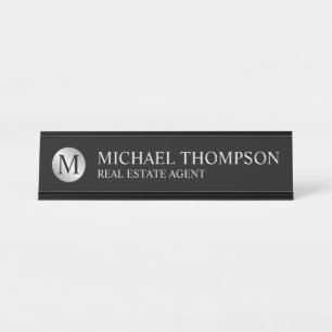 Professional Elegant Black en Silver Bureau Naambordje