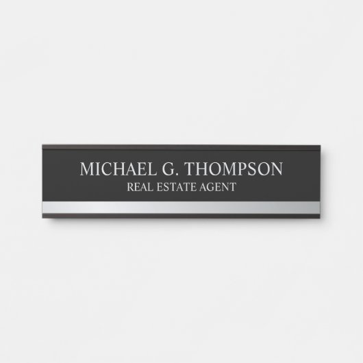 Professional Elegant Black en Silver Deurbordje (Voorkant)