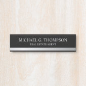 Professional Elegant Black en Silver Deurbordje (Voorkant)