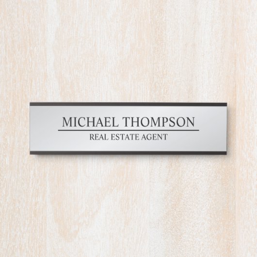 Professional Elegant Black en Silver Deurbordje (Voorkant)