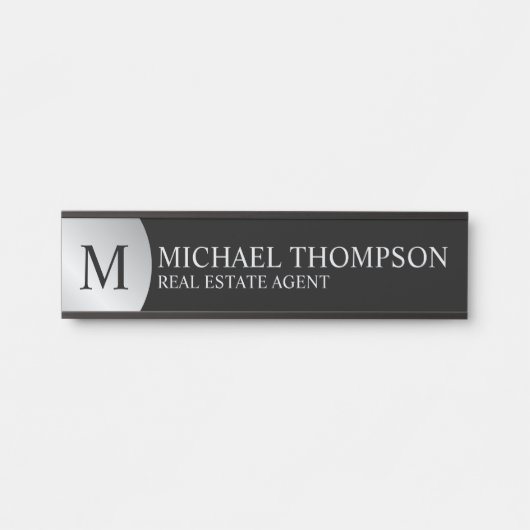 Professional Elegant Black en Silver Deurbordje (Voorkant)