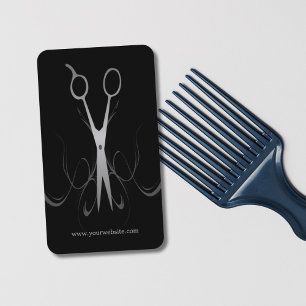 Professional Elegant Black en Silver Haarstylist Visitekaartje