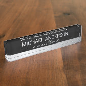 Professional Elegant Black en Silver Naambordje (Zijkant)