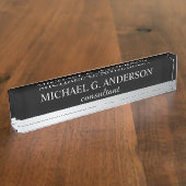 Professional Elegant Black en Silver Naambordje (Zijkant)