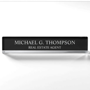 Professional Elegant Black en Silver Naambordje