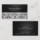 Professional Elegant Black en White Damask Visitekaartje (Voorkant / Achterkant)