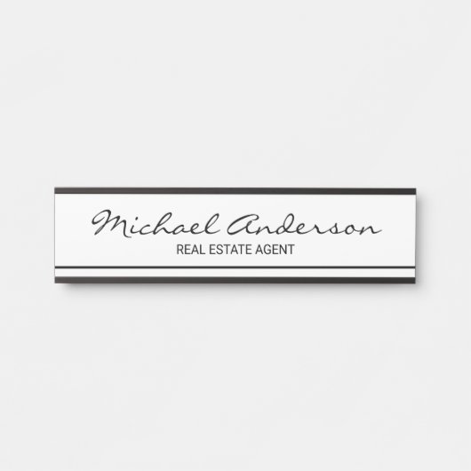 Professional Elegant Black en White Deurbordje (Voorkant)