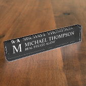 Professional Elegant Black en White Naambordje (Zijkant)