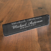 Professional Elegant Black en White Naambordje (Zijkant)