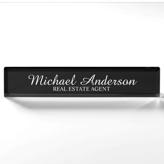 Professional Elegant Black en White Naambordje (Voorkant)