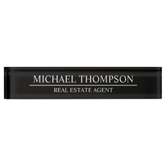 Professional Elegant Black en White Naambordje (Voorkant)